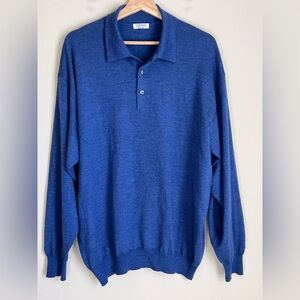 Gran Sasso Sweater Mens L Wool Silk Cashmere Polo Knit Luxe Made in Italy